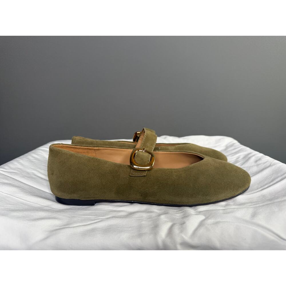 Madewell The Remy Mary Jane Flat in Aged Olive Green Suede Size 8 - Picture 5 of 16